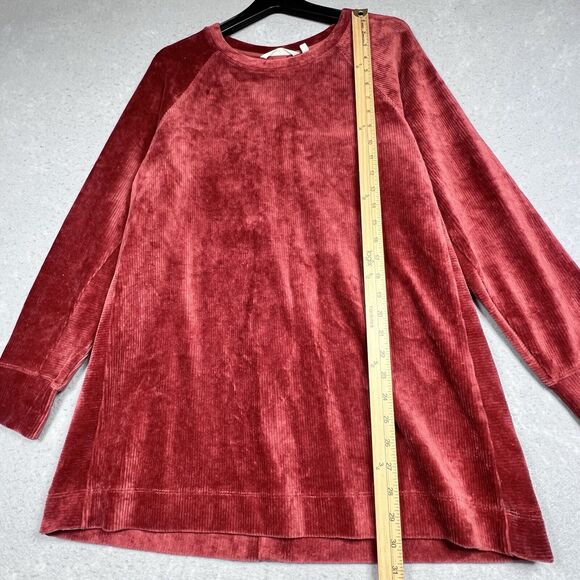 Soft Surroundings Sweater M Orange Caroline Pullover Tunic Corduroy Henna Button - Picture 7 of 11
